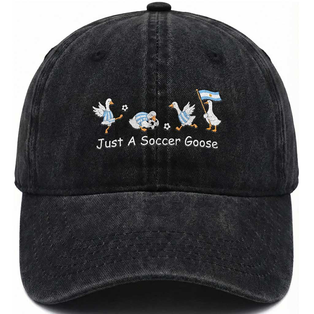 Funny Just A Soccer Goose Washed Cotton Baseball Cap Argentina Soccer Lover