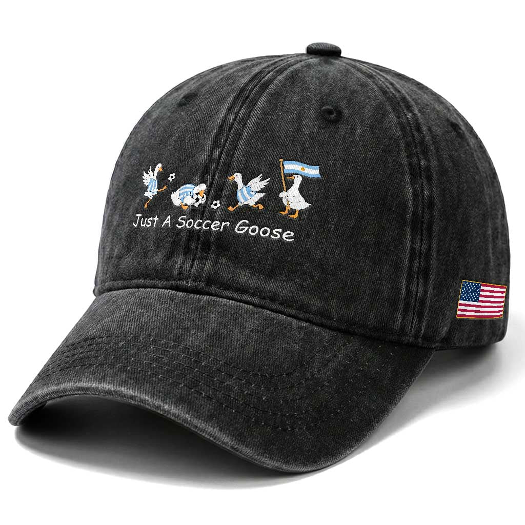 Funny Just A Soccer Goose Washed Cotton Baseball Cap Argentina Soccer Lover