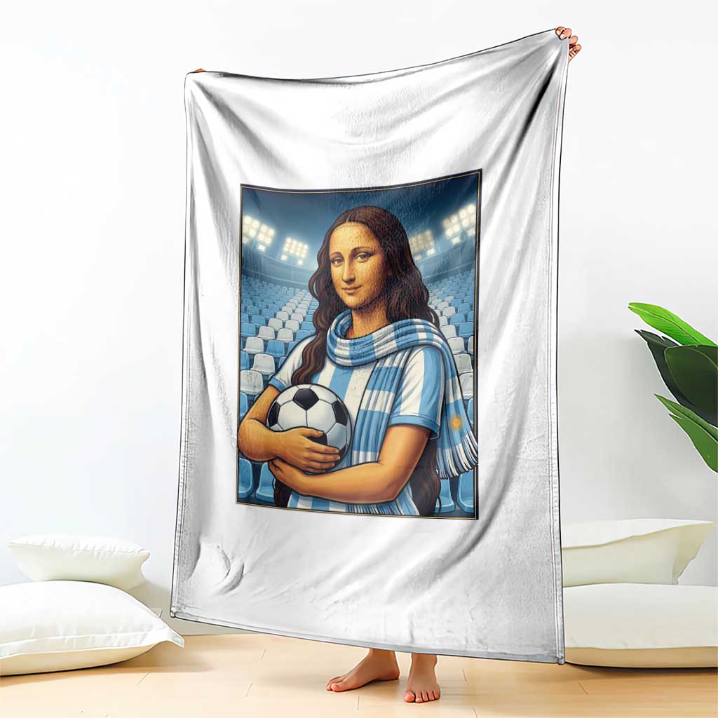 Funny Argentina Soccer Mona Lisa Throw Blanket Football Fan Pride Graphic