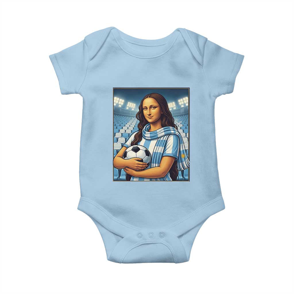 Funny Argentina Soccer Mona Lisa Baby Onesie Football Fan Pride Graphic