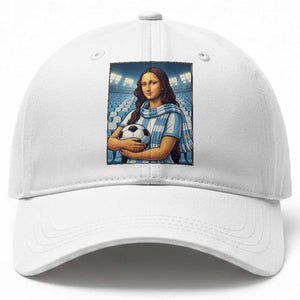 Funny Argentina Soccer Mona Lisa Baseball Cap Football Fan Pride Graphic