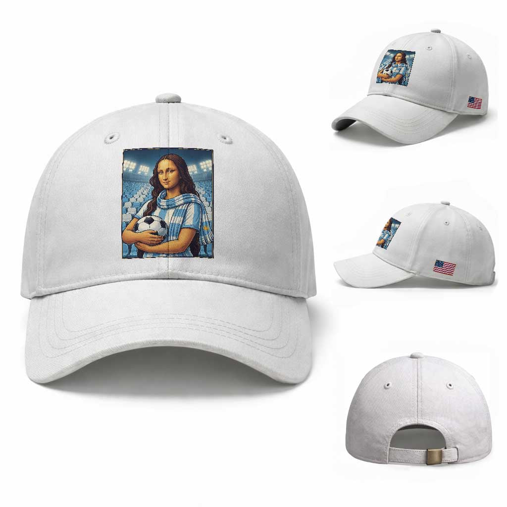 Funny Argentina Soccer Mona Lisa Baseball Cap Football Fan Pride Graphic