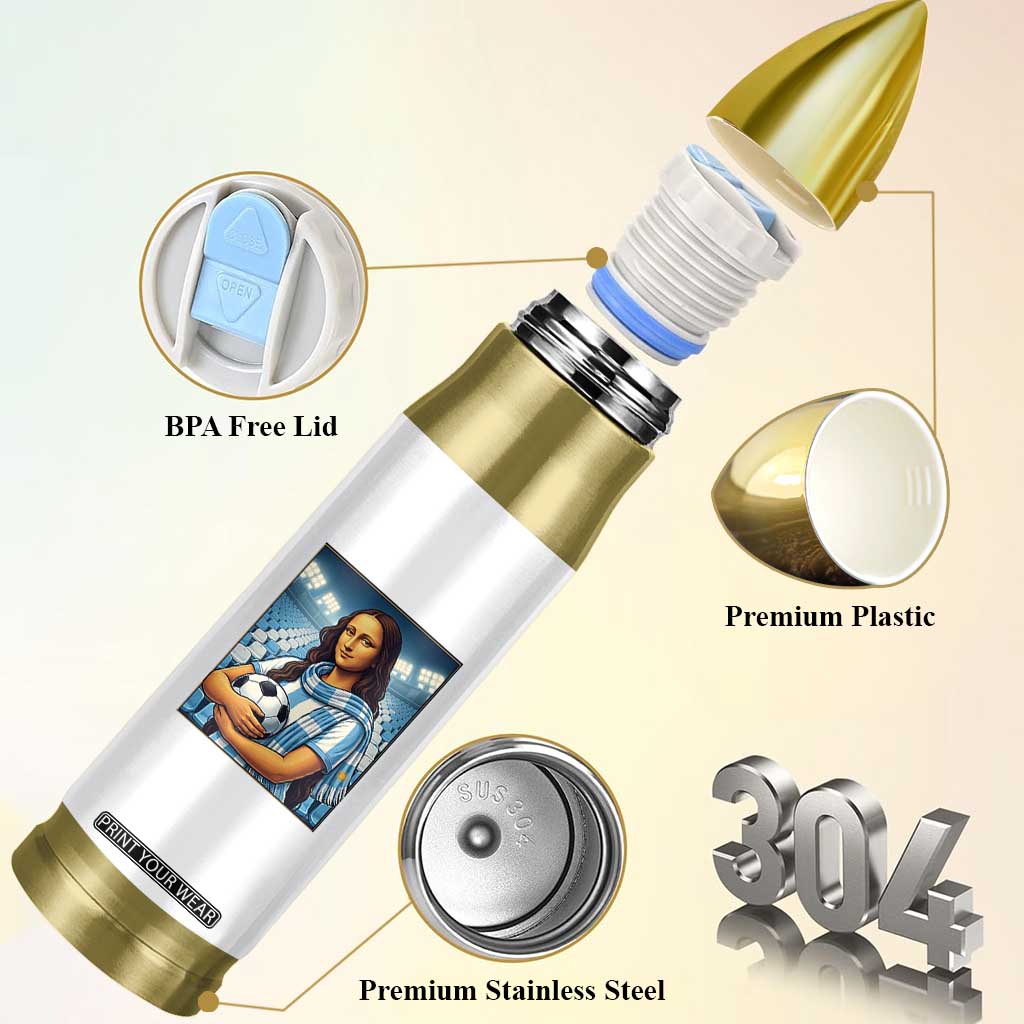 Funny Argentina Soccer Mona Lisa Bullet Tumbler Football Fan Pride Graphic