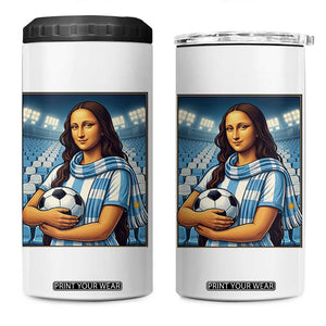 Funny Argentina Soccer Mona Lisa 4 in 1 Can Cooler Tumbler Football Fan Pride Graphic