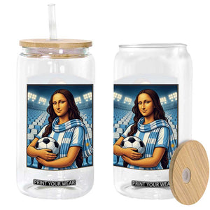 Funny Argentina Soccer Mona Lisa Glass Can Football Fan Pride Graphic