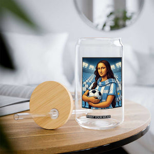 Funny Argentina Soccer Mona Lisa Glass Can Football Fan Pride Graphic