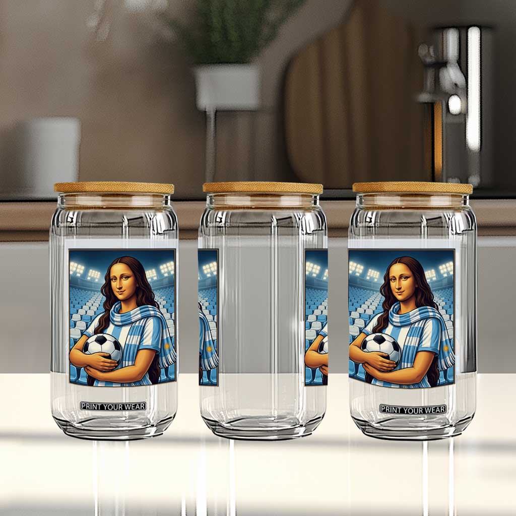 Funny Argentina Soccer Mona Lisa Glass Can Football Fan Pride Graphic