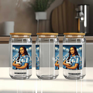 Funny Argentina Soccer Mona Lisa Glass Can Football Fan Pride Graphic
