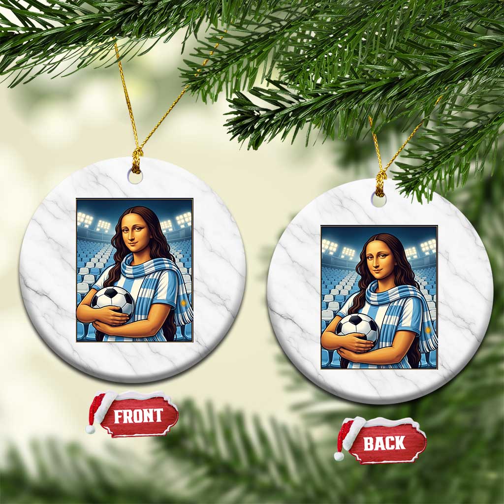 Funny Argentina Soccer Mona Lisa Ceramic Ornament Football Fan Pride Graphic TS12 1pc White Marble Print Your Wear