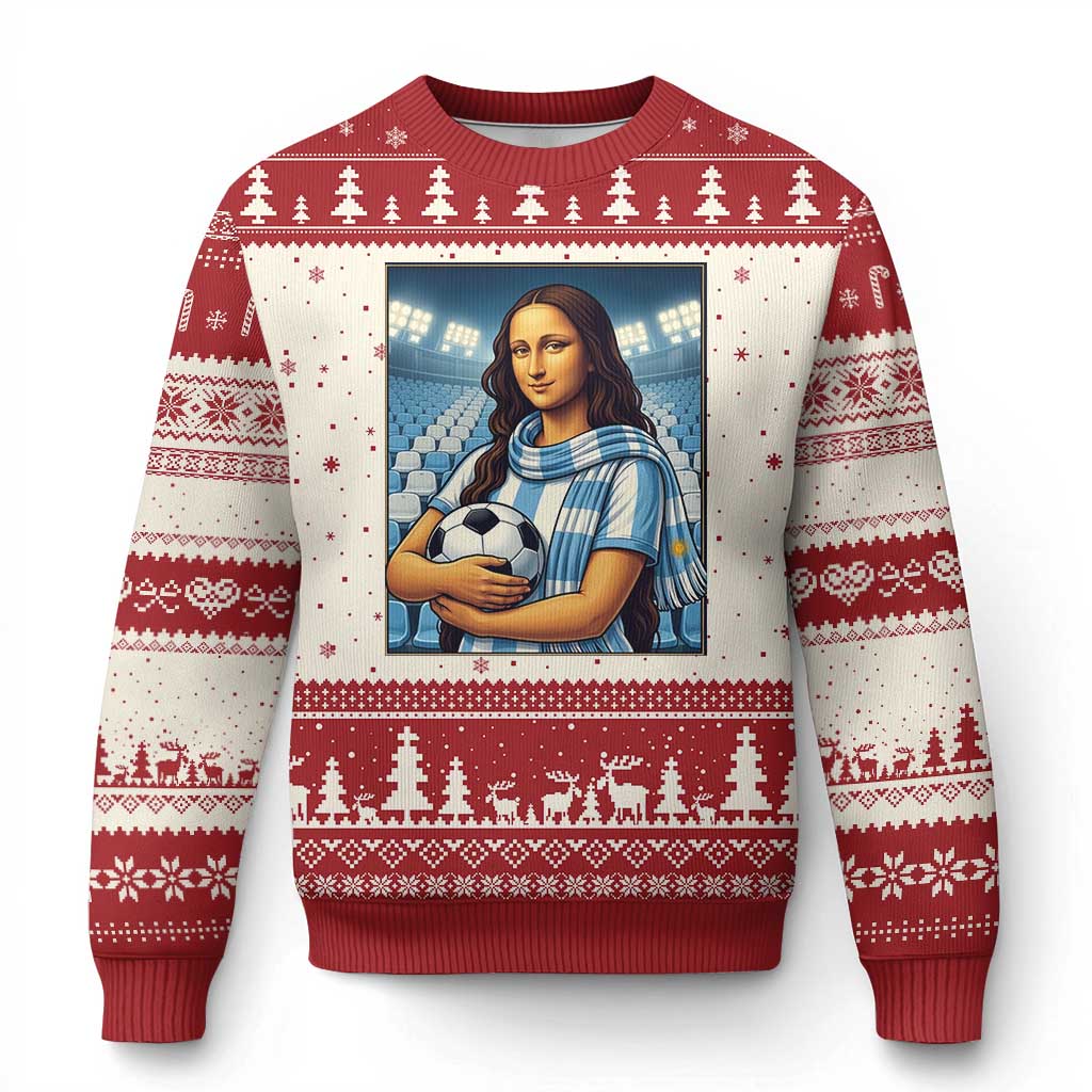 Funny Argentina Soccer Mona Lisa Ugly Christmas Sweater Football Fan Pride Graphic
