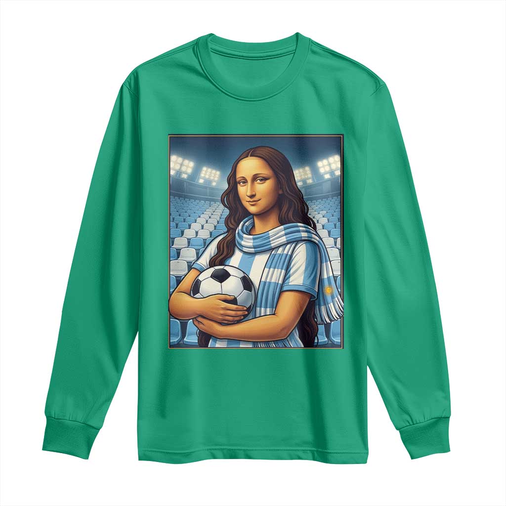 Funny Argentina Soccer Mona Lisa Long Sleeve Shirt Football Fan Pride Graphic