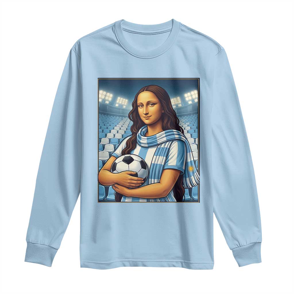 Funny Argentina Soccer Mona Lisa Long Sleeve Shirt Football Fan Pride Graphic