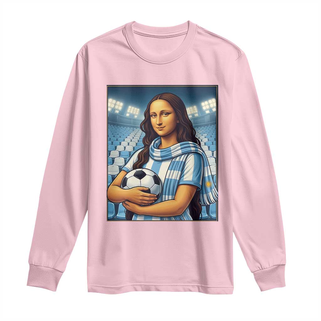 Funny Argentina Soccer Mona Lisa Long Sleeve Shirt Football Fan Pride Graphic
