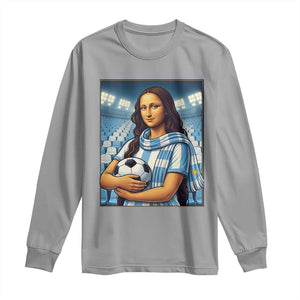 Funny Argentina Soccer Mona Lisa Long Sleeve Shirt Football Fan Pride Graphic