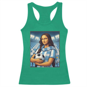 Funny Argentina Soccer Mona Lisa Racerback Tank Top Football Fan Pride Graphic