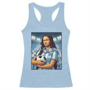 Funny Argentina Soccer Mona Lisa Racerback Tank Top Football Fan Pride Graphic