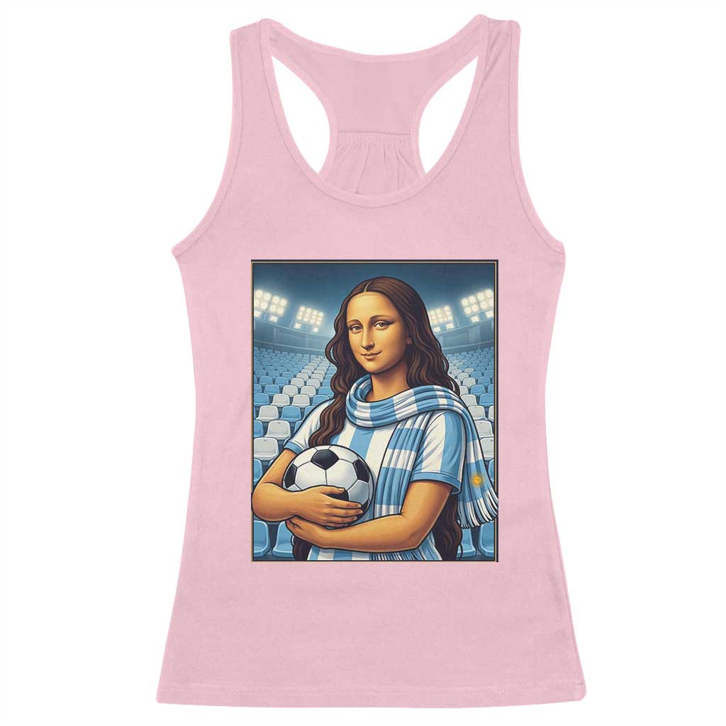 Funny Argentina Soccer Mona Lisa Racerback Tank Top Football Fan Pride Graphic