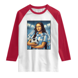 Funny Argentina Soccer Mona Lisa Raglan Shirt Football Fan Pride Graphic