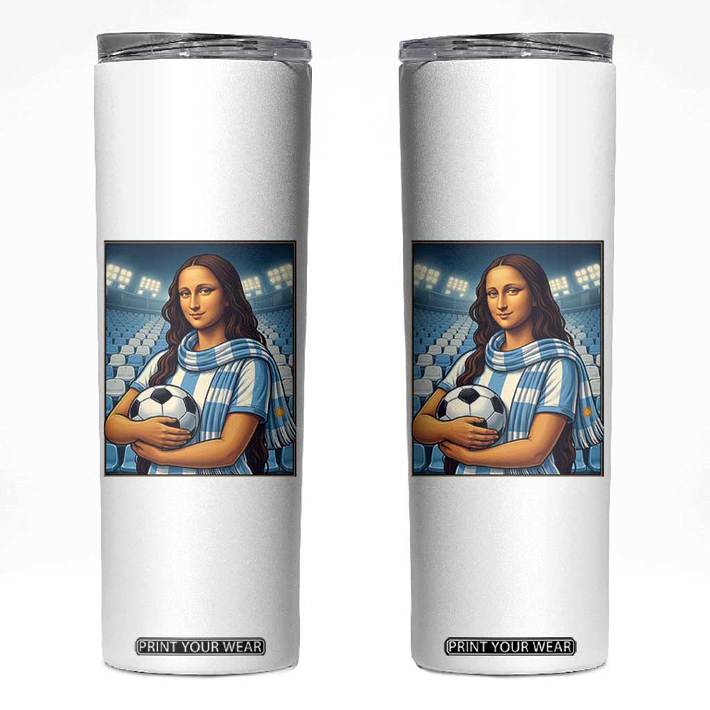 Funny Argentina Soccer Mona Lisa Skinny Tumbler Football Fan Pride Graphic
