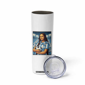 Funny Argentina Soccer Mona Lisa Skinny Tumbler Football Fan Pride Graphic