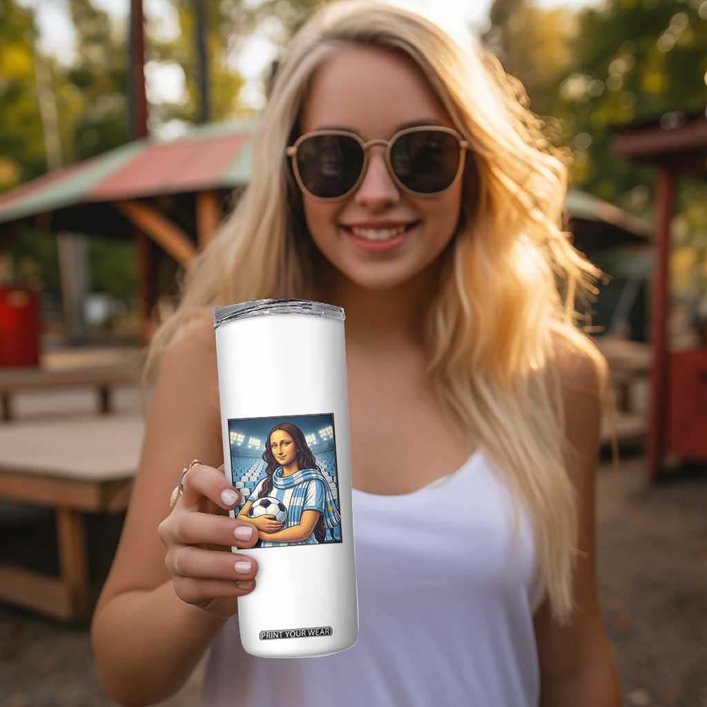 Funny Argentina Soccer Mona Lisa Skinny Tumbler Football Fan Pride Graphic