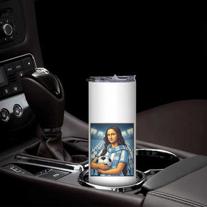 Funny Argentina Soccer Mona Lisa Skinny Tumbler Football Fan Pride Graphic