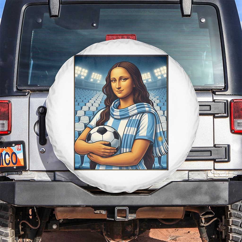 Funny Argentina Soccer Mona Lisa Spare Tire Cover Football Fan Pride Graphic TS12 No hole White Print Your Wear