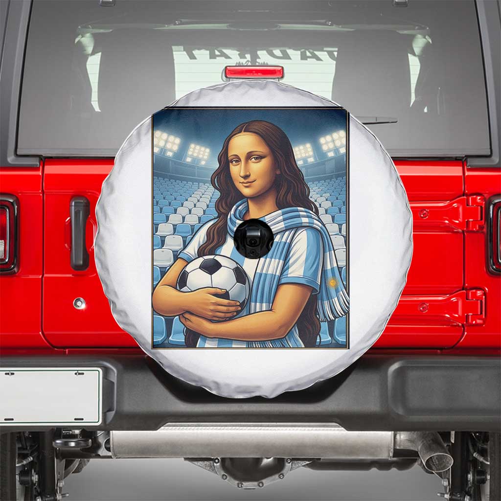 Funny Argentina Soccer Mona Lisa Spare Tire Cover Football Fan Pride Graphic