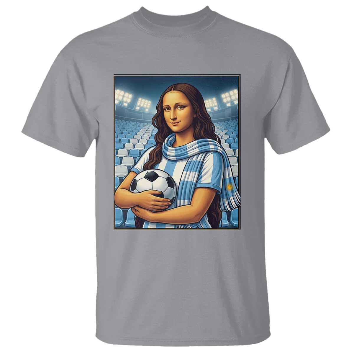 Funny Argentina Soccer Mona Lisa T Shirt Football Fan Pride Graphic