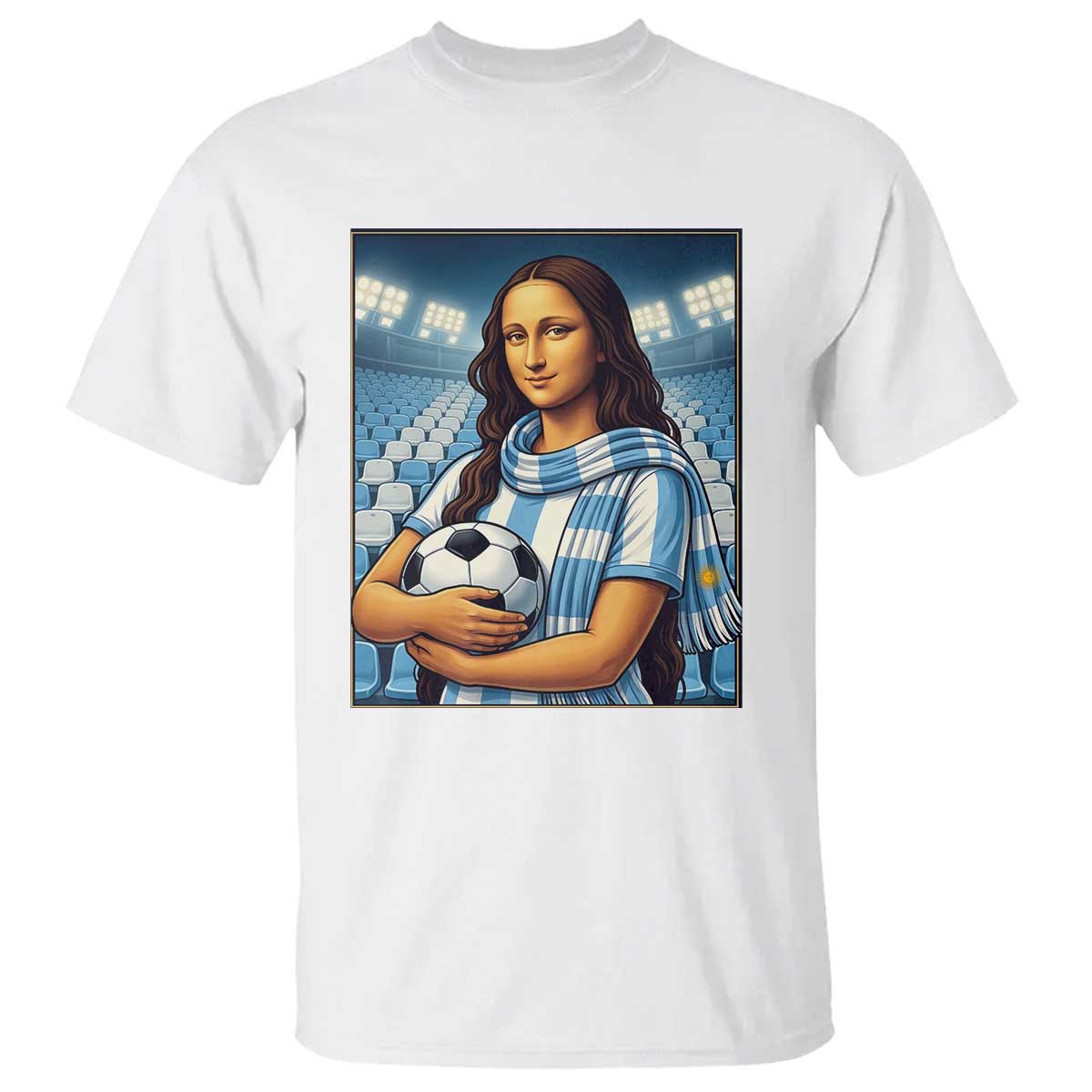 Funny Argentina Soccer Mona Lisa T Shirt Football Fan Pride Graphic