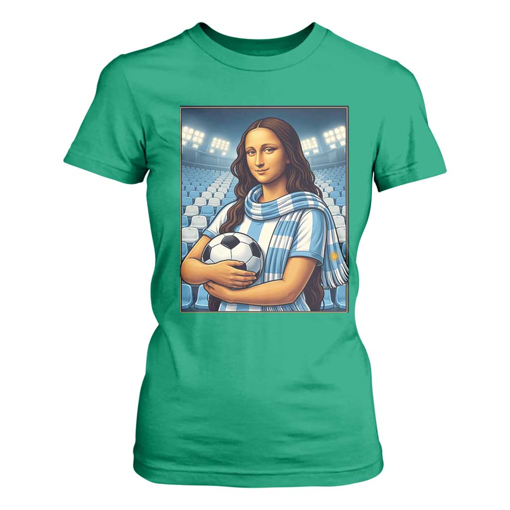 Funny Argentina Soccer Mona Lisa T Shirt For Women Football Fan Pride Graphic