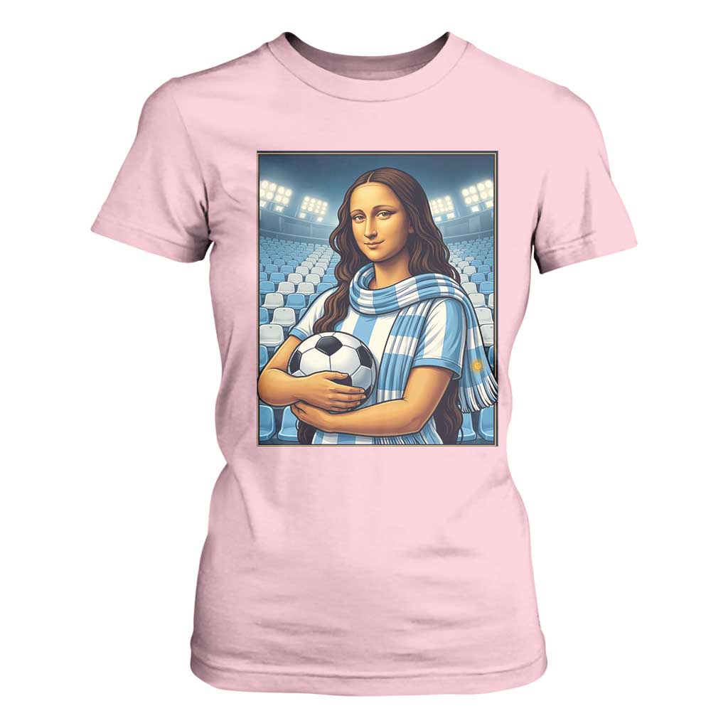 Funny Argentina Soccer Mona Lisa T Shirt For Women Football Fan Pride Graphic