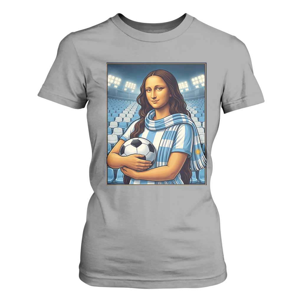 Funny Argentina Soccer Mona Lisa T Shirt For Women Football Fan Pride Graphic