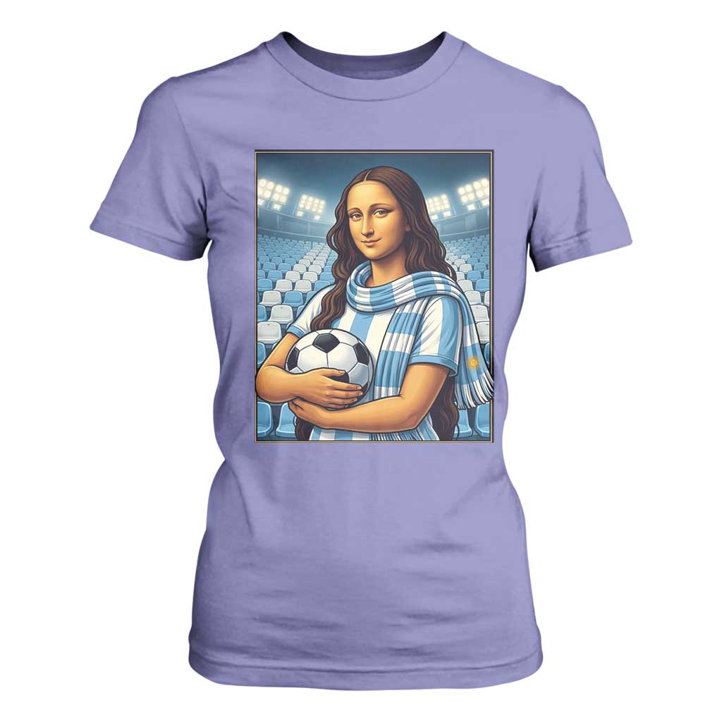 Funny Argentina Soccer Mona Lisa T Shirt For Women Football Fan Pride Graphic