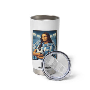 Funny Argentina Soccer Mona Lisa Tumbler Cup Football Fan Pride Graphic