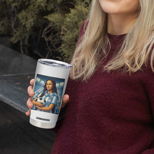 Funny Argentina Soccer Mona Lisa Tumbler Cup Football Fan Pride Graphic
