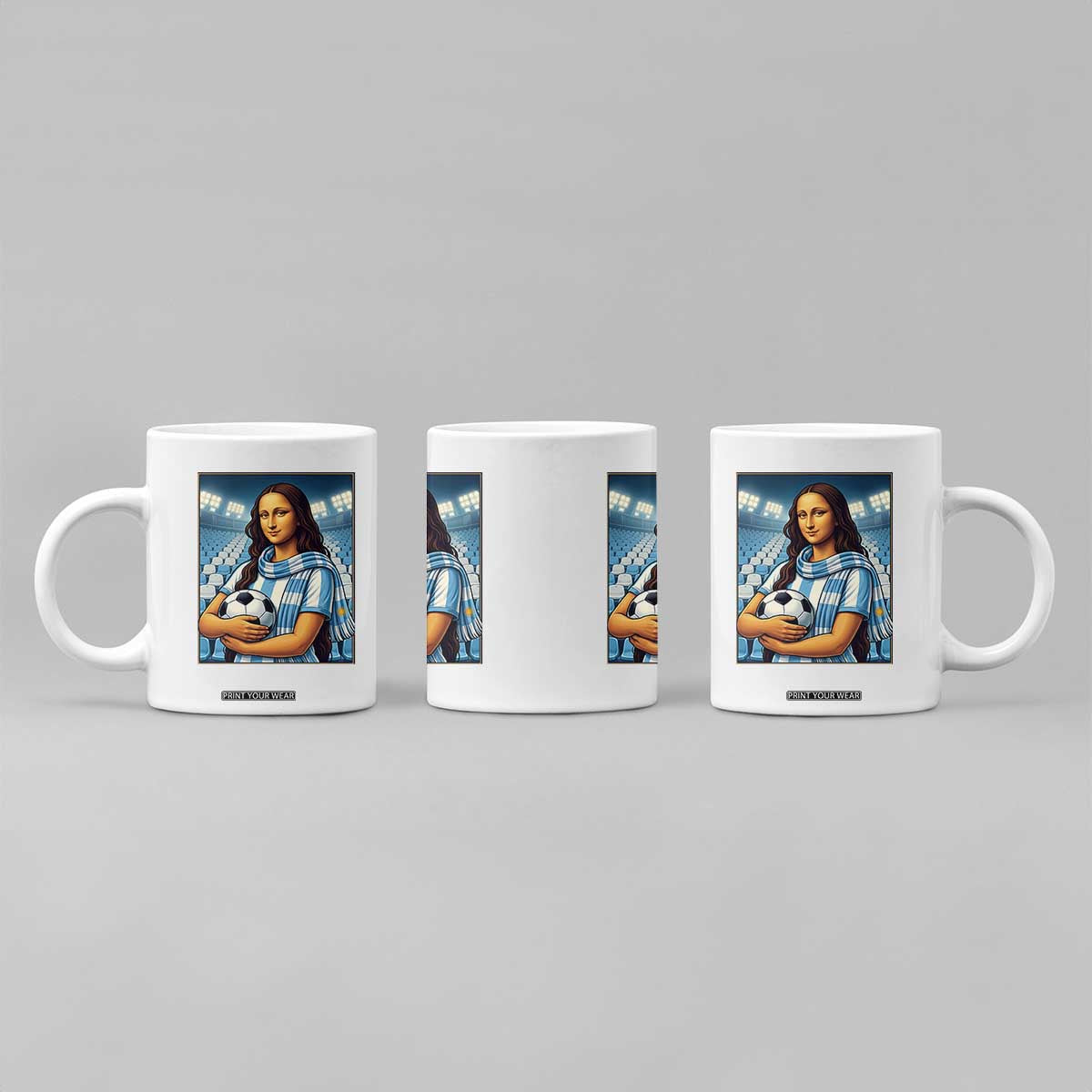 Funny Argentina Soccer Mona Lisa Coffee Mug Football Fan Pride Graphic