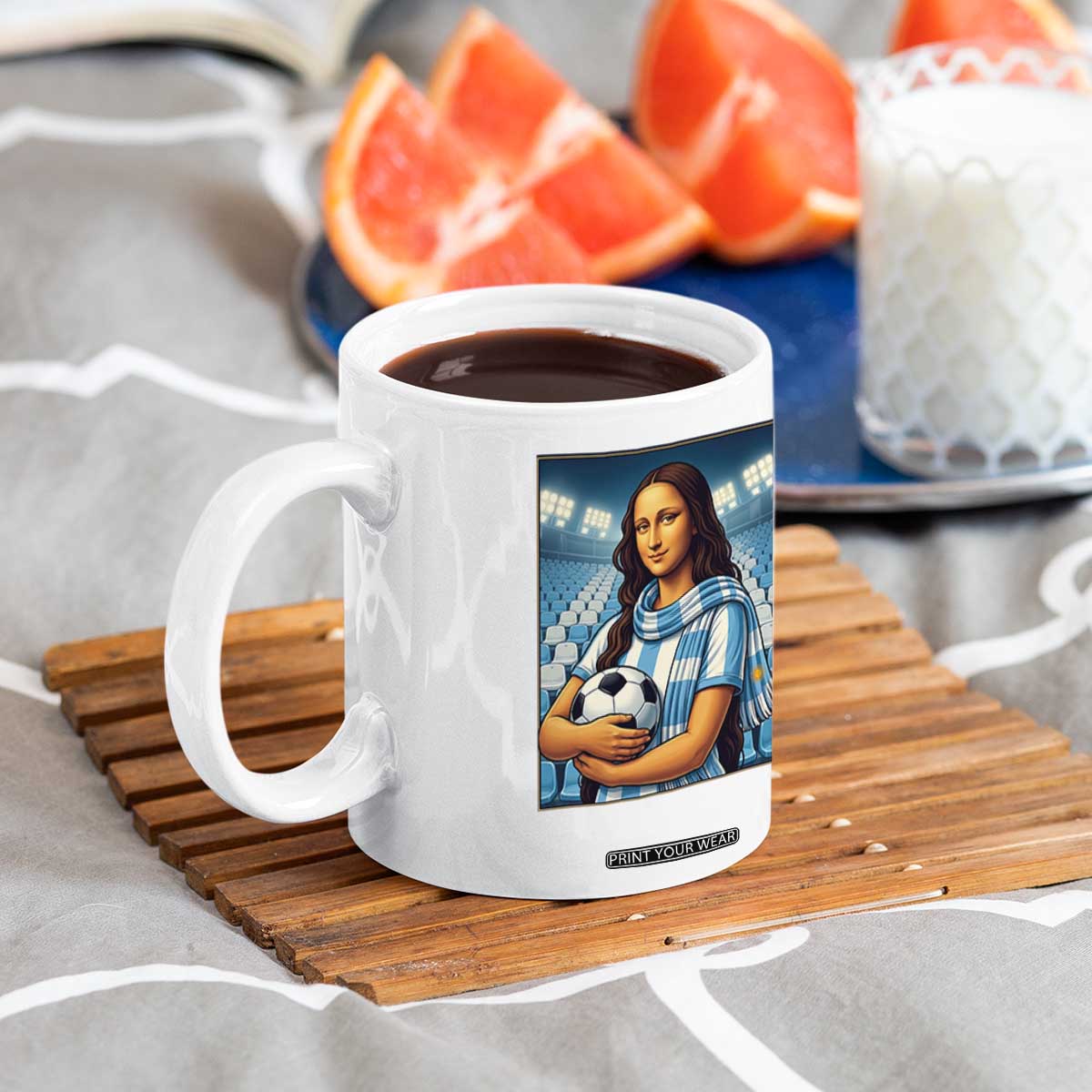Funny Argentina Soccer Mona Lisa Coffee Mug Football Fan Pride Graphic