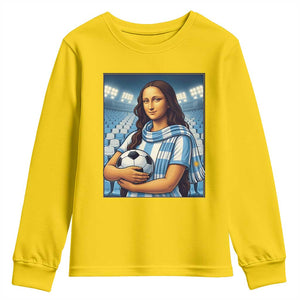 Funny Argentina Soccer Mona Lisa Youth Sweatshirt Football Fan Pride Graphic