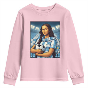 Funny Argentina Soccer Mona Lisa Youth Sweatshirt Football Fan Pride Graphic