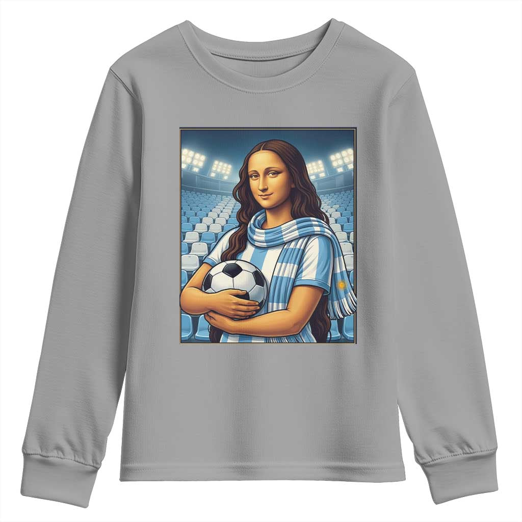 Funny Argentina Soccer Mona Lisa Youth Sweatshirt Football Fan Pride Graphic