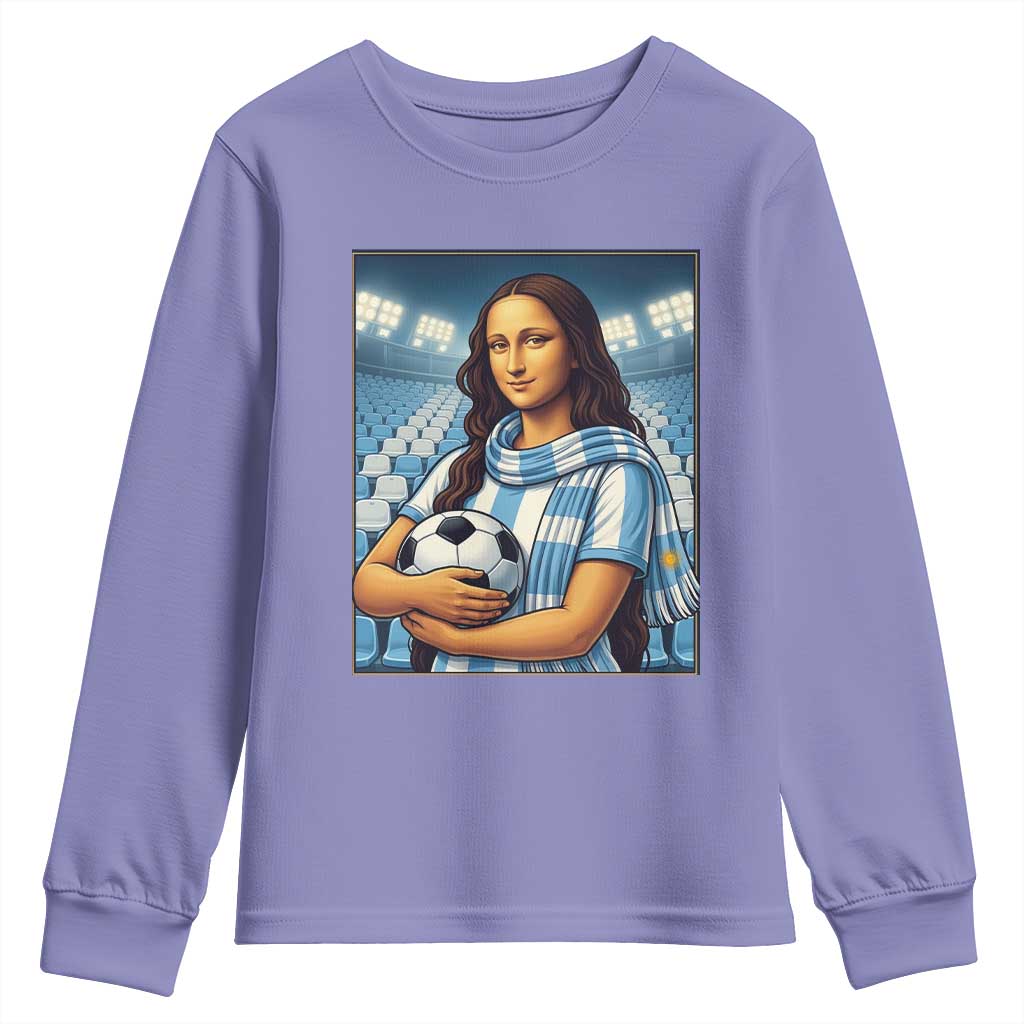 Funny Argentina Soccer Mona Lisa Youth Sweatshirt Football Fan Pride Graphic