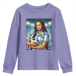 Funny Argentina Soccer Mona Lisa Youth Sweatshirt Football Fan Pride Graphic