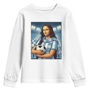 Funny Argentina Soccer Mona Lisa Youth Sweatshirt Football Fan Pride Graphic