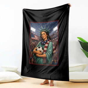 Funny Statue Of Liberty Soccer Gift Throw Blanket USA Football Pride