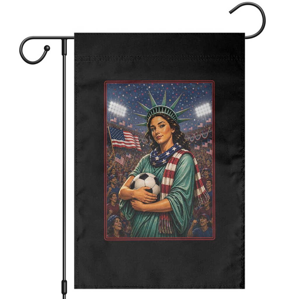 Funny Statue Of Liberty Soccer Gift Garden Flag USA Football Pride