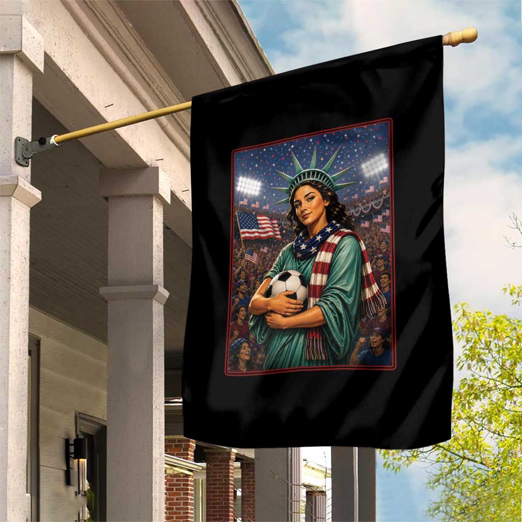 Funny Statue Of Liberty Soccer Gift Garden Flag USA Football Pride