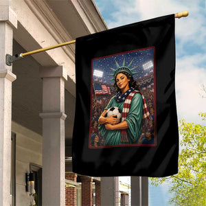 Funny Statue Of Liberty Soccer Gift Garden Flag USA Football Pride