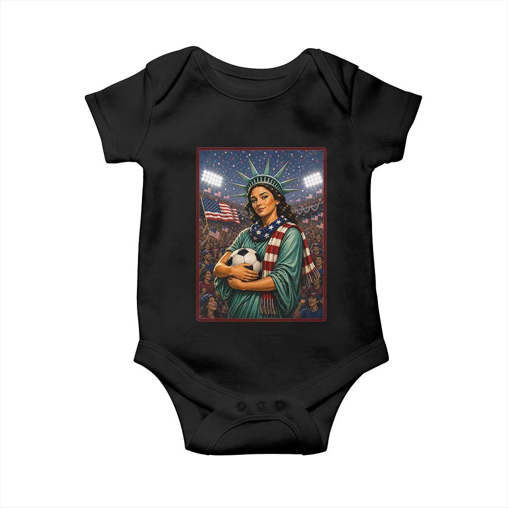 Funny Statue Of Liberty Soccer Gift Baby Onesie USA Football Pride TS12 Black Print Your Wear
