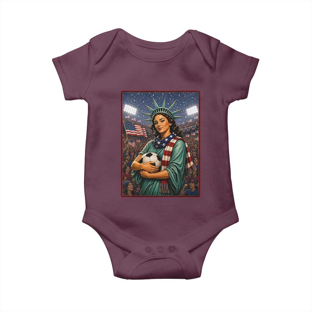 Funny Statue Of Liberty Soccer Gift Baby Onesie USA Football Pride